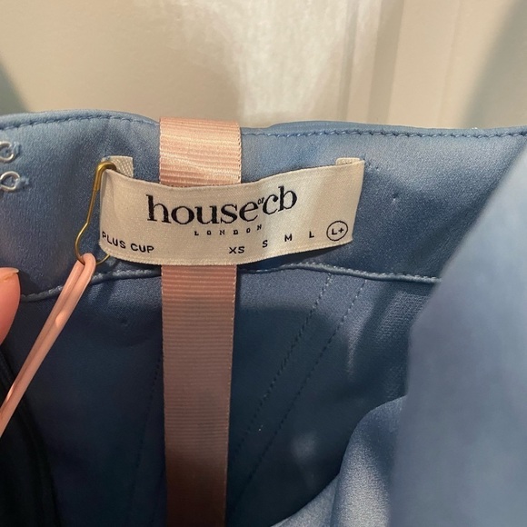 HOUSE OF CB Faye Satin Pleated Corset dress blue - Picture 8 of 14